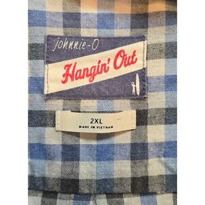 johnnie-O Hangin' Out Shirt Men's 2XL Blue Plaid Button Down Long Sleeve Casual